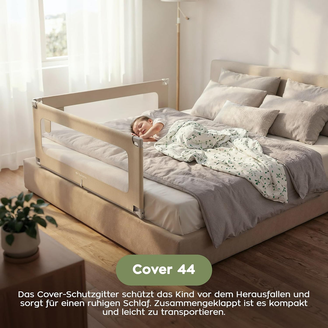 TULANO Cover 44, Bettgitter Kinderbett, Sicherheitsgitter Absenkfunktion, 18-Fach höhenverstellbar,