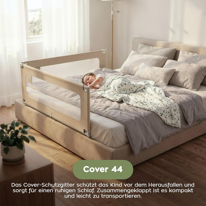 TULANO Cover 44, Bettgitter Kinderbett, Sicherheitsgitter Absenkfunktion, 18-Fach höhenverstellbar,