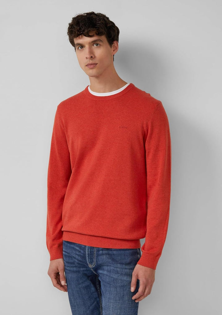 s.Oliver Baumwollpullover mit Logo-Stickerei S 34w0_korallrot, S 34w0_korallrot