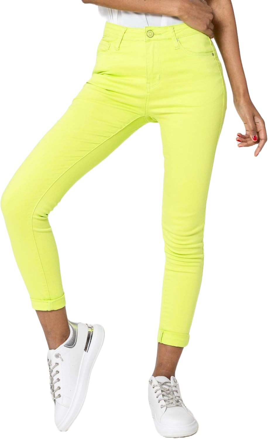 Nina Carter P056 Damen Jeanshosen Skinny Fit Jeans High Waist S Lime (P109-52), S Lime (P109-52)