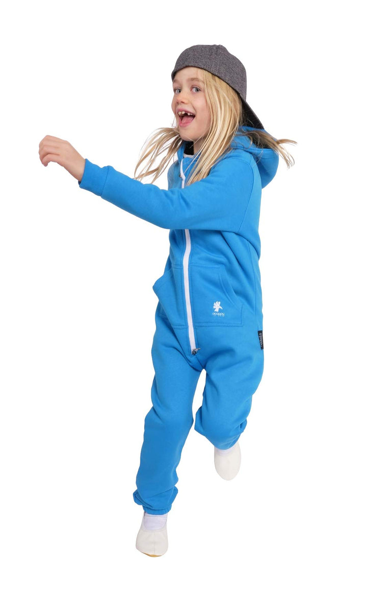 O'Poppy Kinder Jumpsuit Teddy einteilig Jungen Mädchen Overall Kids 134-140 Blau, 134-140 Blau