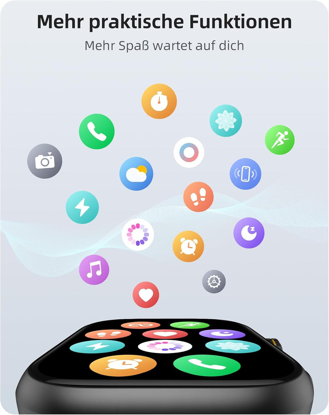 Parsonver Smartwatch Herren Damen mit Telefonfunktion, Fitnessuhr mit GPS, 3 ATM wasserdichte für Sc