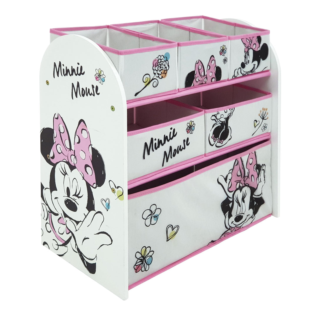 ARDITEX – Organizer aus Holz mit 6 Textilboxen mit Minnie-Mouse-Motiv von Disney – 62x30x60cm – Farb