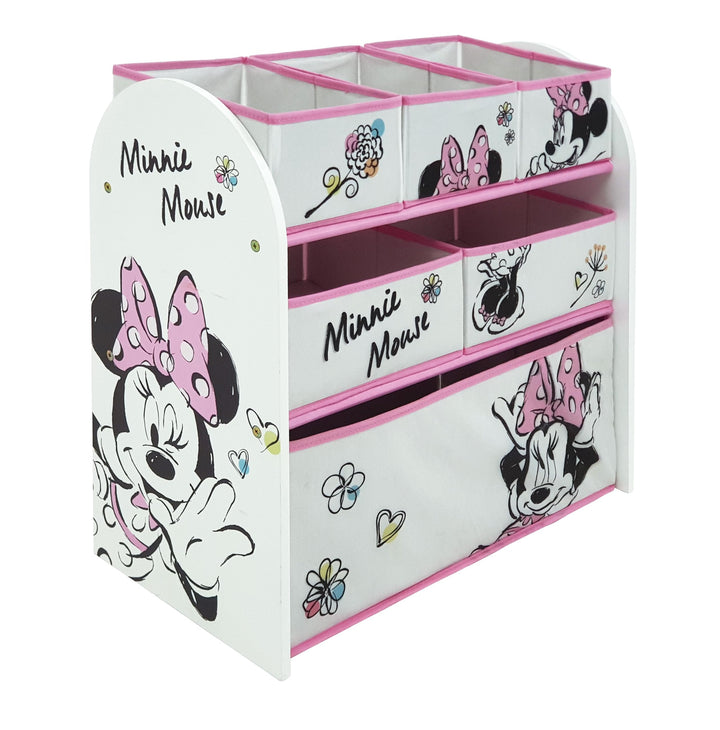 ARDITEX – Organizer aus Holz mit 6 Textilboxen mit Minnie-Mouse-Motiv von Disney – 62x30x60cm – Farb
