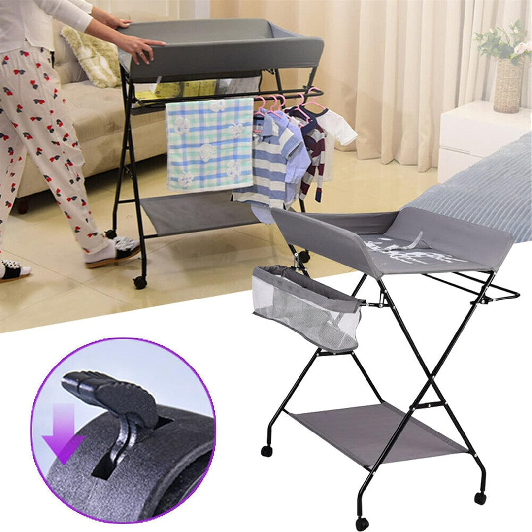 Baby Changing Unit Table Folding Nursery Changing Station Bath Mat with Storage Mit Badewanne,mit Ro