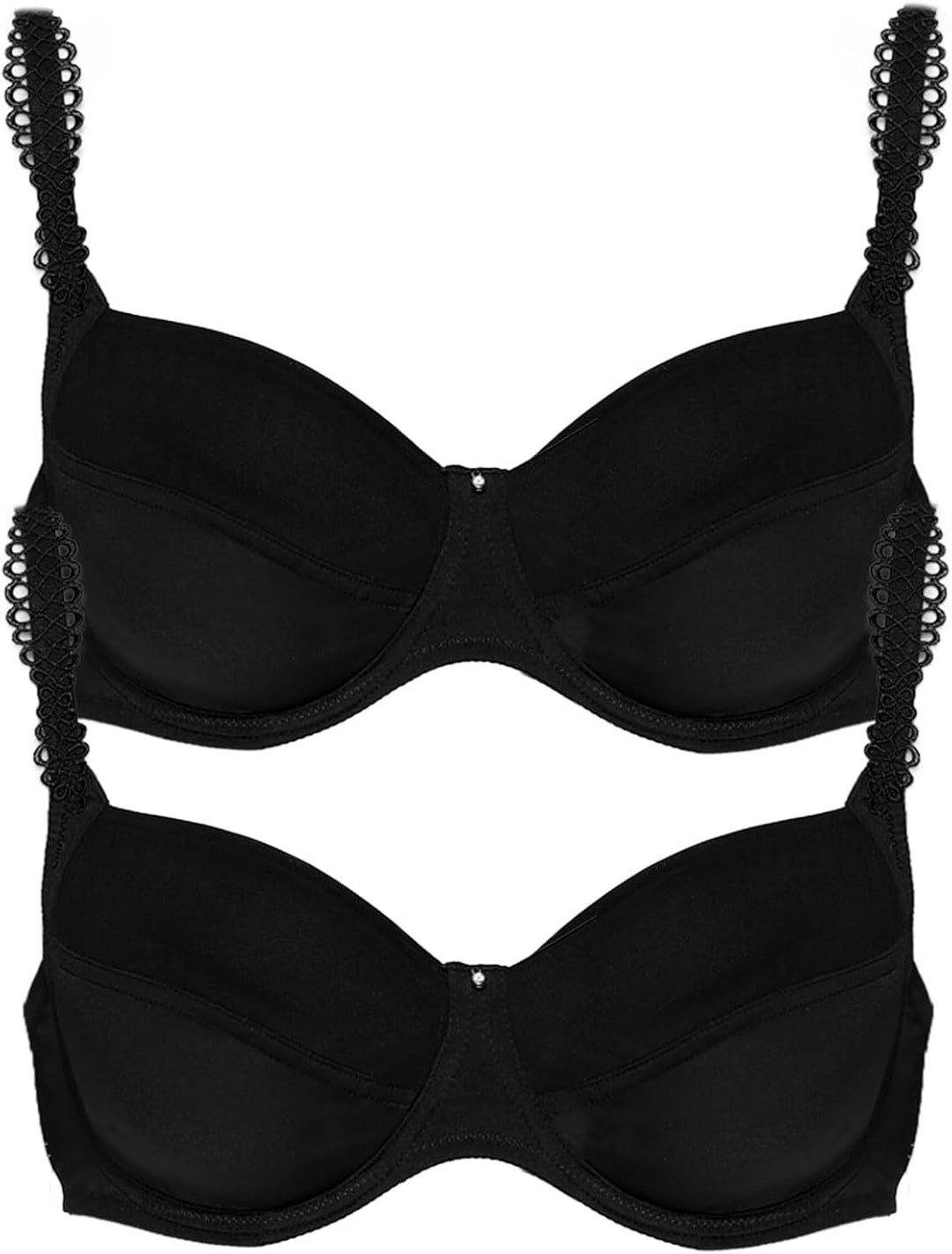 Viania 2er Pack Spacer Bügel BH Sally 144457 100B Schwarz, 100B Schwarz