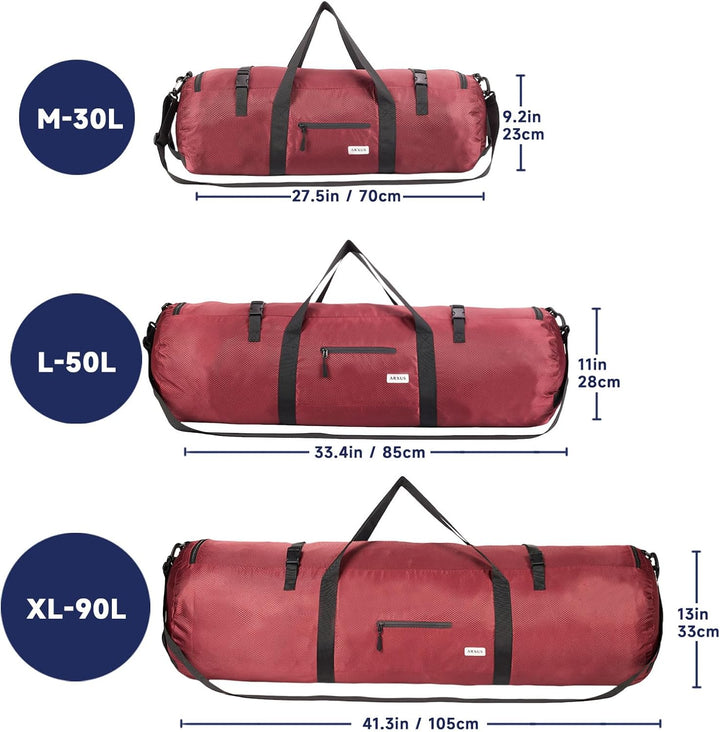 Arxus Sporttasche 90L 50L 30L Gross Reisetasche Faltbare Gepäck Tasche Damen Herren Weekender Schwim