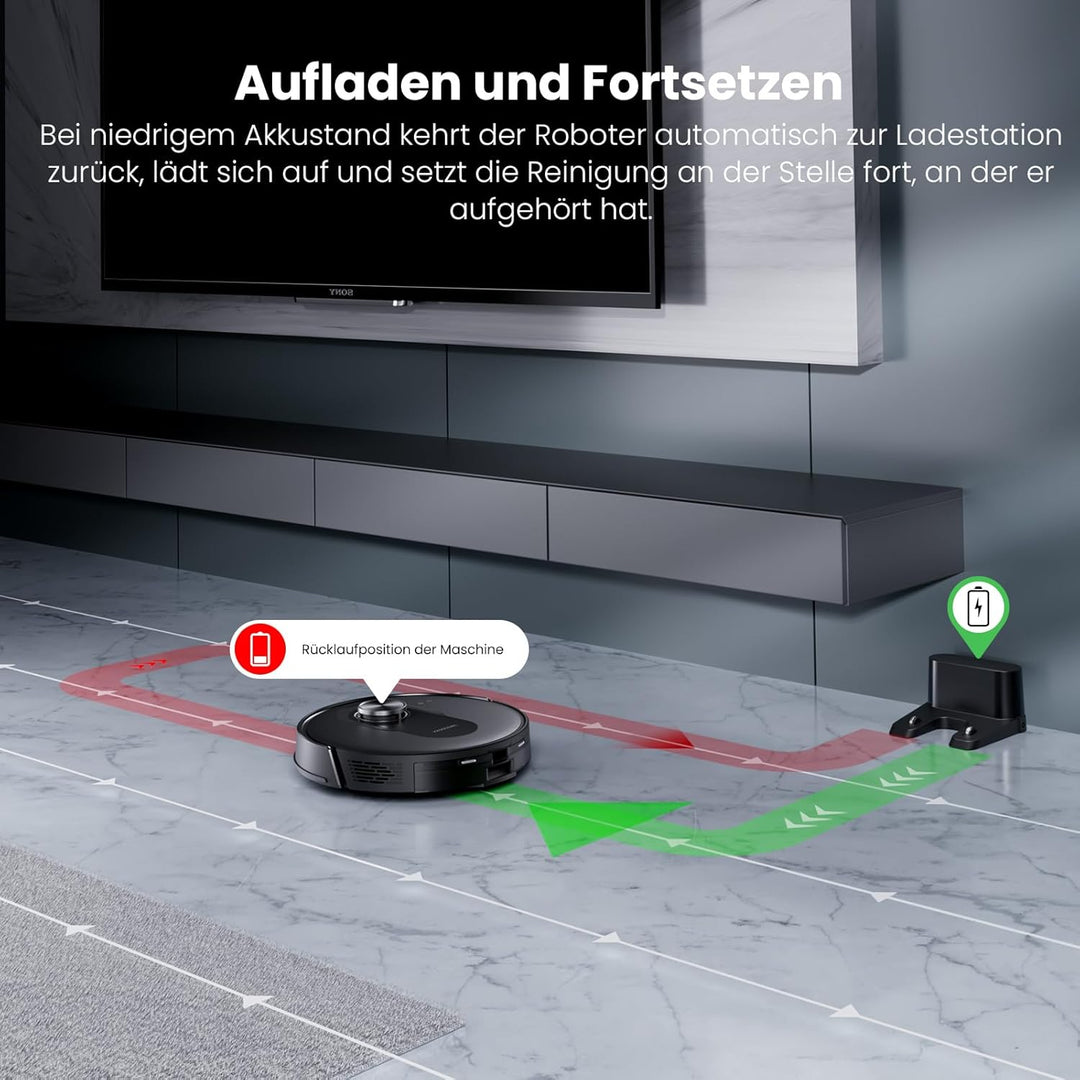 Proscenic Q8 Saugroboter mit Wischfunktion, 6000Pa 200min Staubsauger Roboter Leistungsstark Laser N