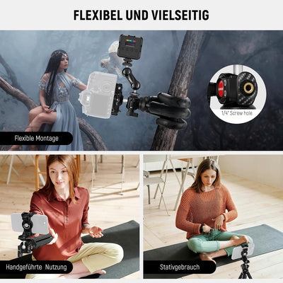 NEEWER Handy Stativ Mini Tripod Flexible mit Fernbedienung, Halterung Smartphone Vlog Selfie Stock,