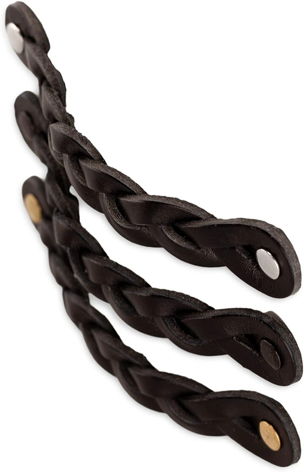 Brute Strength - Ledergriffe für Möbel - Geflochten - Schwarz - 6 Stück - 16,5 x 2,5 cm - Schrankgri