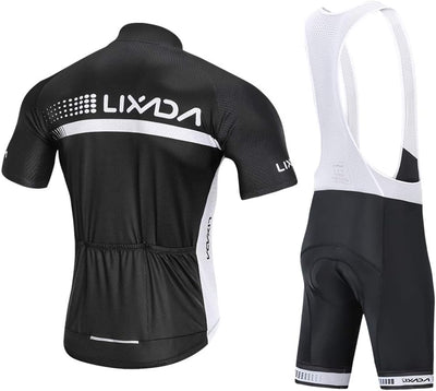 Lixada Radtrikot Set, atmungsaktiver Fahrradanzug Kurzarm Fahrradhemd + 3D gepolsterte Trägerhose, s