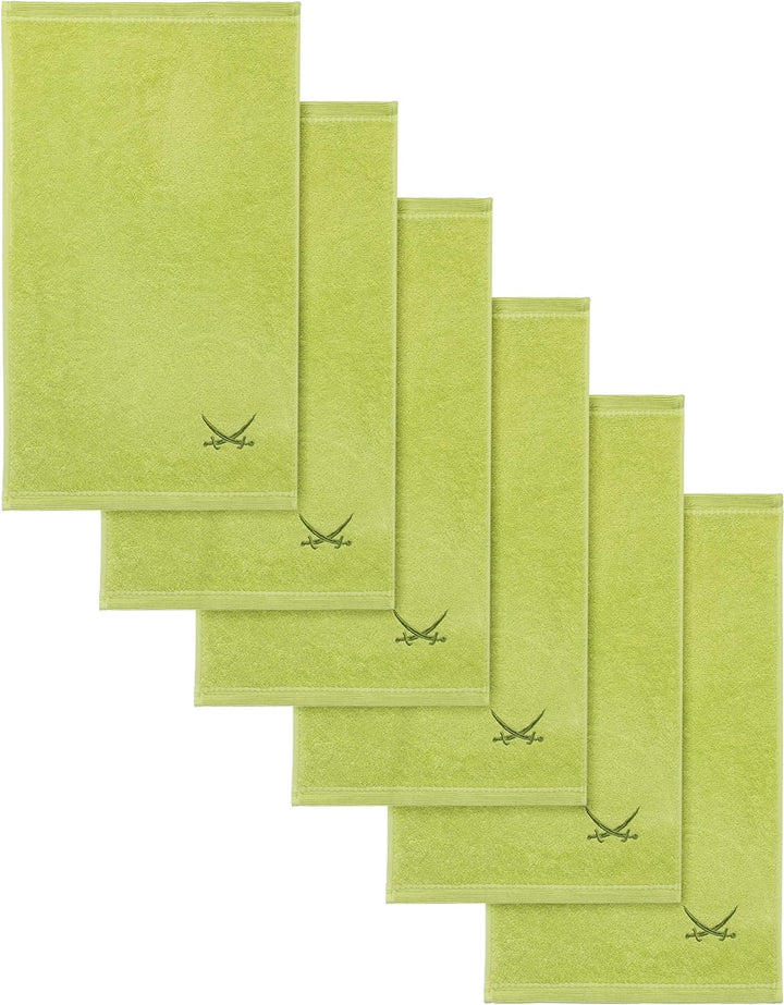 Sansibar Gästehandtuch 6er Set 30x50 cm 100% Baumwolle mit gesticktem Säbel Logo Set Handtuch Seiftu