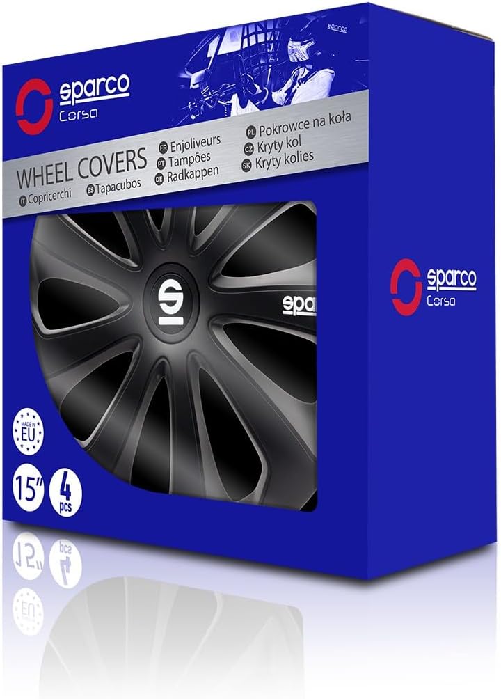 SPARCO SPC1570BK Sicilia Wheel Covers, Black, Set of 4, 15 zoll SCHWARZ SICILIA 15 zoll SCHWARZ, SIC