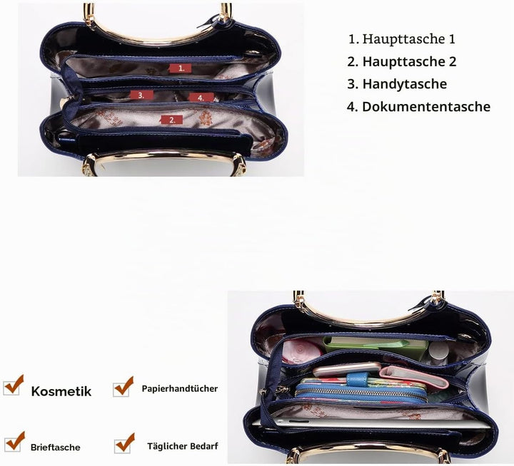 Coolives Damen Handtasche Tasche Henkeltasche aus PU-Lackleder Hochzeitstasche Schultertasche Umhäng