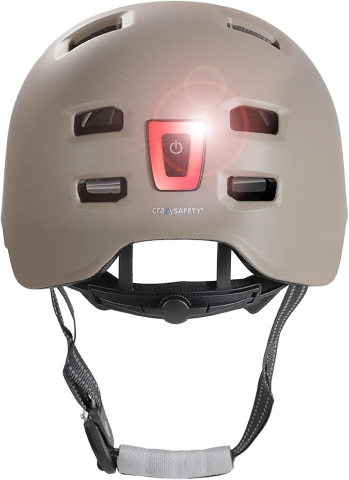 Crazy Safety Vertigo Matt Schwarz Fahrradhelm mit Vorder- und Rücklicht USB | Skater-Helm für Roller