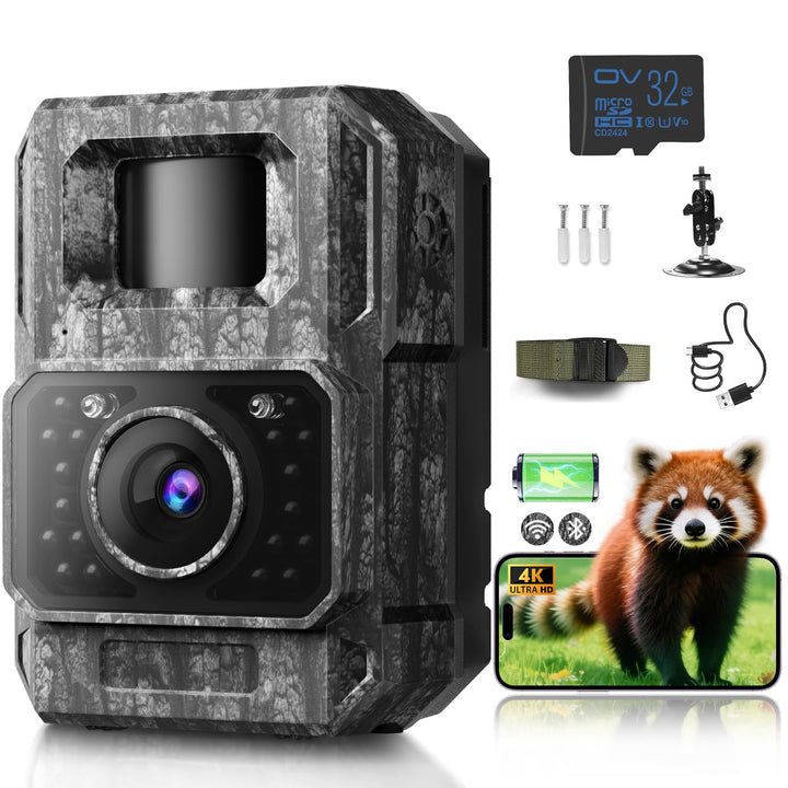 MAXDONE Wildkamera mit Handyübertragung APP - Wildtierkamera 4K 64MP HD mit WLAN Bluetooth Bewegungs