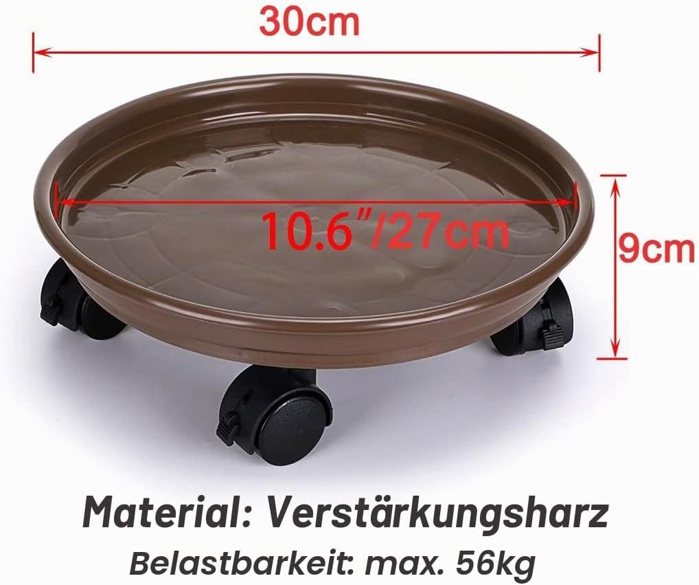 Skelang 2 Stück 30 cm Blumentopfhalter mit Rollen, Pflanzenständer mit Universalrad für Pflanzen im