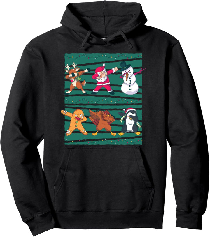 Weihnachtsmann, Rentier, Schneemann, Pinguin Pullover Hoodie