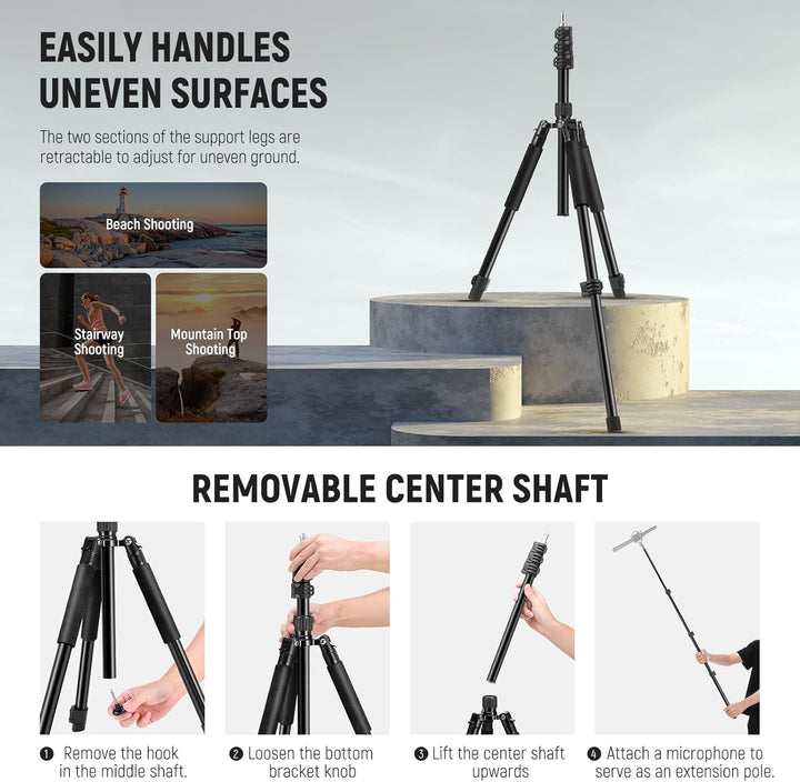 NEEWER Fotografie Licht Stand, 1.5-6.4ft/47-195cm Aluminium Reversible Studio Beleuchtung Stativ, Po