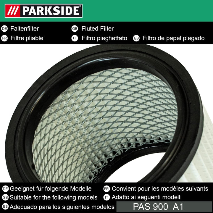 Original Parkside Falten-Filter mit Stahlinnengitter, stabile Ausführung, für Aschesauger - Kaminsau