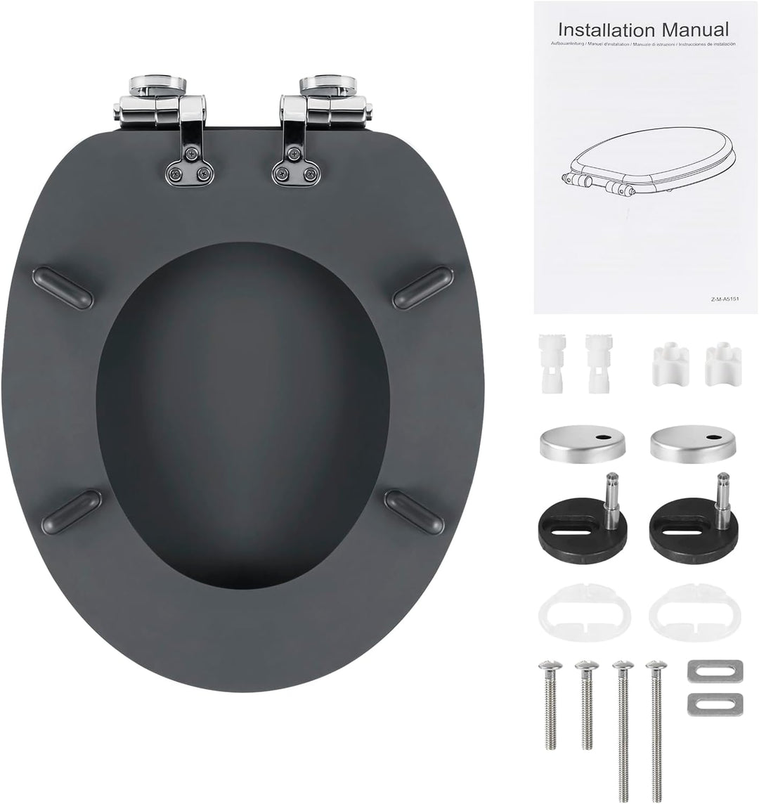 eSituro Toilettendeckel mit Absenkautomatik Holz, WC Sitz mit Quick-Release-Funktion für leichte Rei