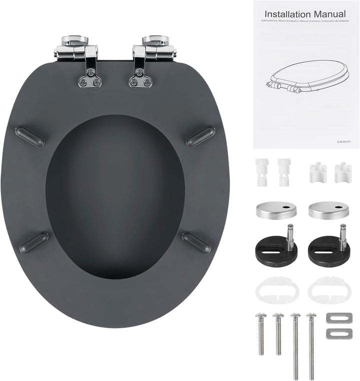 eSituro Toilettendeckel mit Absenkautomatik Holz, WC Sitz mit Quick-Release-Funktion für leichte Rei