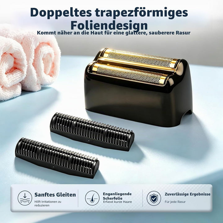 Ersatz-Rasierklinge kompatibel mit BaByl**sPRO Double FXFS2 - Metallfolie (Schwarz, 3er Pack), Schwa