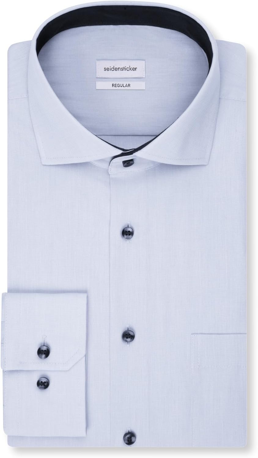 Seidensticker Herren Regular Fit Langarm Popeline Hemd, 40 Hellblau