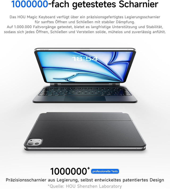 HOU Magic Keyboard iPad Pro 11 (M5/M4) 2025,Nur für 2025-2024 iPad Pro 11 Zoll Hülle mit Tastatur, M