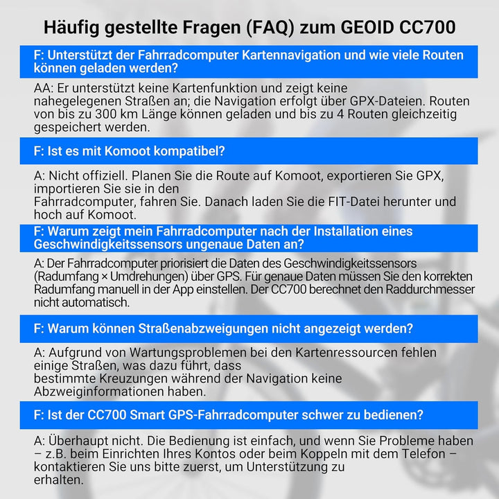 GEOID CC700 GPS Fahrradcomputer kabellos mit 2,8 Zoll Farbbildschirm – Fahrradtacho mit Route-Naviga