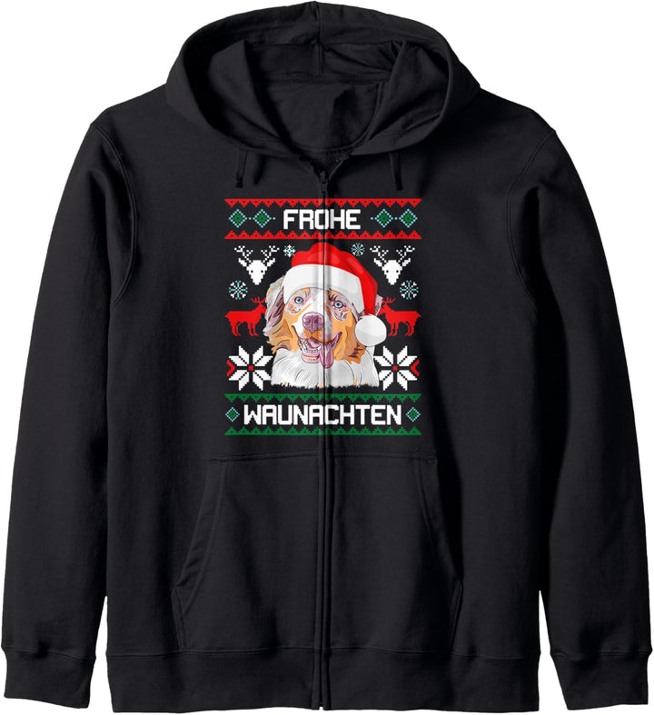 Australian Shepherd Frohe Waunachten Weihnachten Aussie Xmas Kapuzenjacke