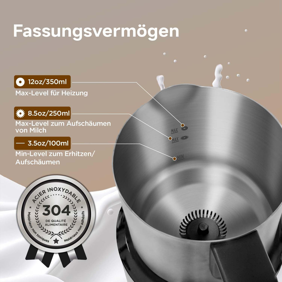 Milchaufschäumer Elektrisch 4-in-1 für Heisser und Kalter, Warme Milch, 500ml Milchschäumer Nduktion
