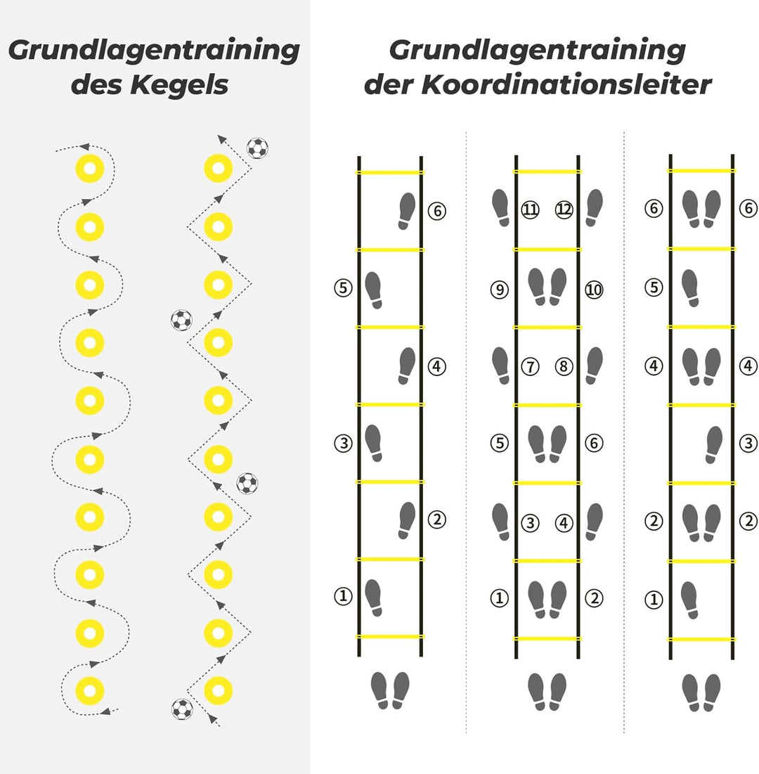 Yissvic Fussball Trainingszubehör Koordinationsleiter Fussball Geschenke Jungen Trainingsset 6m mit