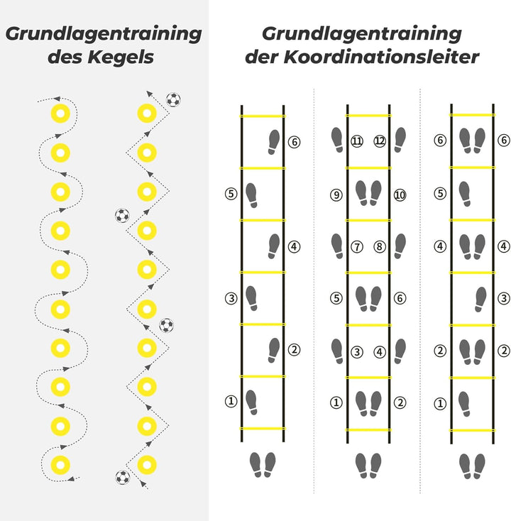 Yissvic Fussball Trainingszubehör Koordinationsleiter Fussball Geschenke Jungen Trainingsset 6m mit