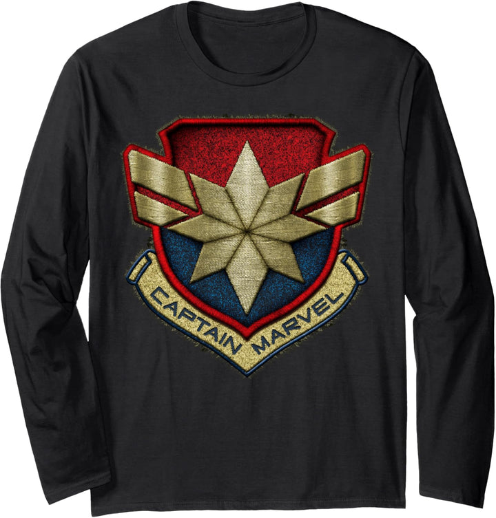 Marvel Captain Marvel Stitch Badge Logo Langarmshirt