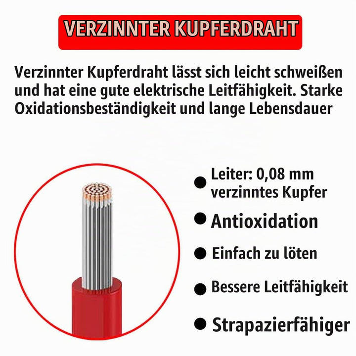 Youmile 24AWG Anschlusskabelset 24 Gauge Silikondraht 300V verzinnter Litzen-Elektrokabel 7 Farbe 10