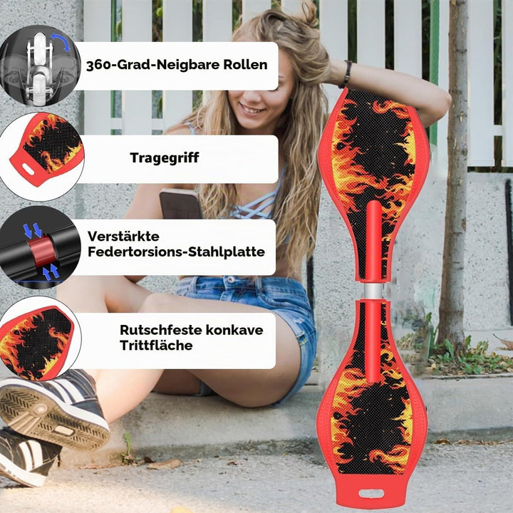 ERNAN Waveboard- Compact Lightweight Caster Board Kids/Teens. Waveboard Kinder Street Surfen Caster