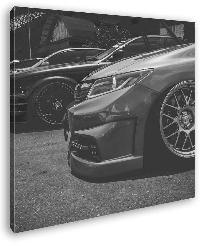 deyoli Getunte Autos Format: 60x60 Effekt: Schwarz&Weiss als Leinwandbild, Motiv auf Echtholzrahmen,