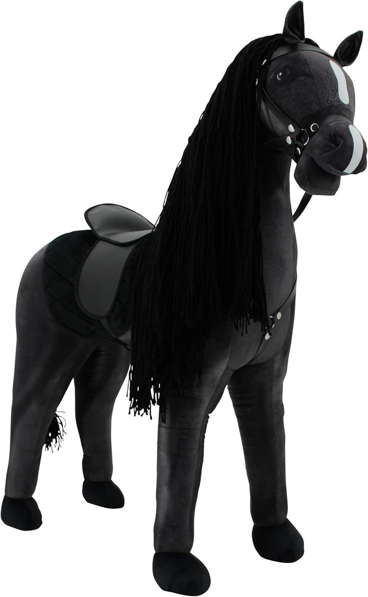 Sweety Toys Stehpferd zum Reiten- Plüschpferd Reittier Keine Montage erforderlich (schwarz), Schwarz