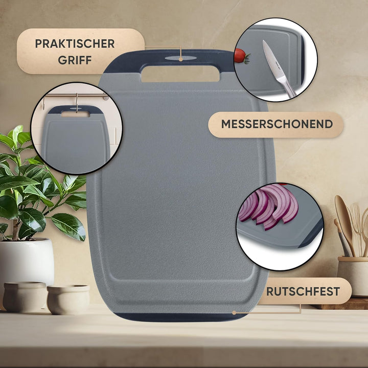 NEOFLAM® – Antibakterielles Schneidebrett Kunststoff rutschfest - 3er Set Schneidbretter Microban® S