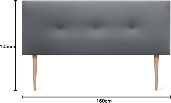 DHOME Kunstleder oder Acualine Stoff Kopfteil einfarbig mit Knöpfen gepolstert HIGH Range Luxus Bett