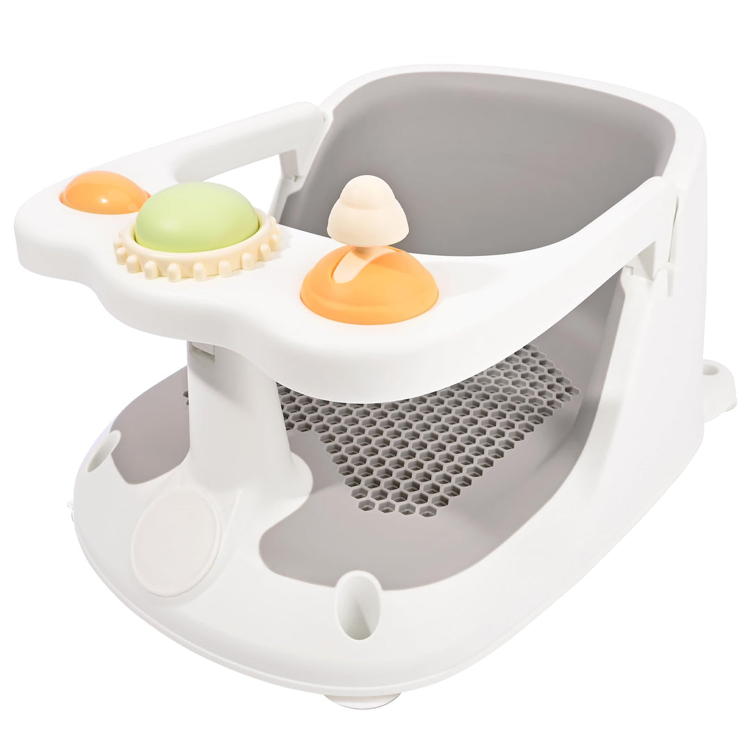 Bebamour Baby Badesitz 6 Monate+ Kind Badewanne rutschfest Baby Badesitz mit Spielzeug,Gray 1 Gray,
