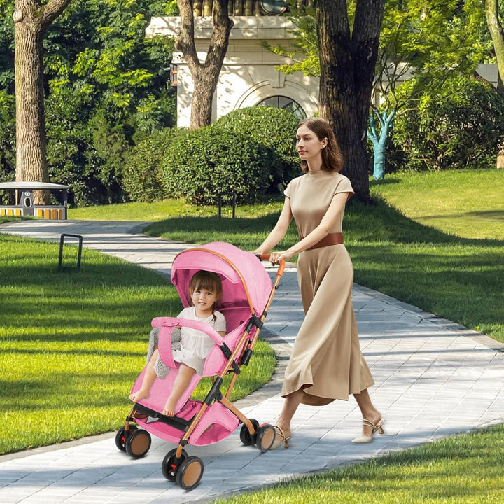 OHMG Kids Kinderwagen mit Babywanne, 2 in 1, ultrakompakt, Kompakter Buggy mit Schultergurt, 5-Punkt