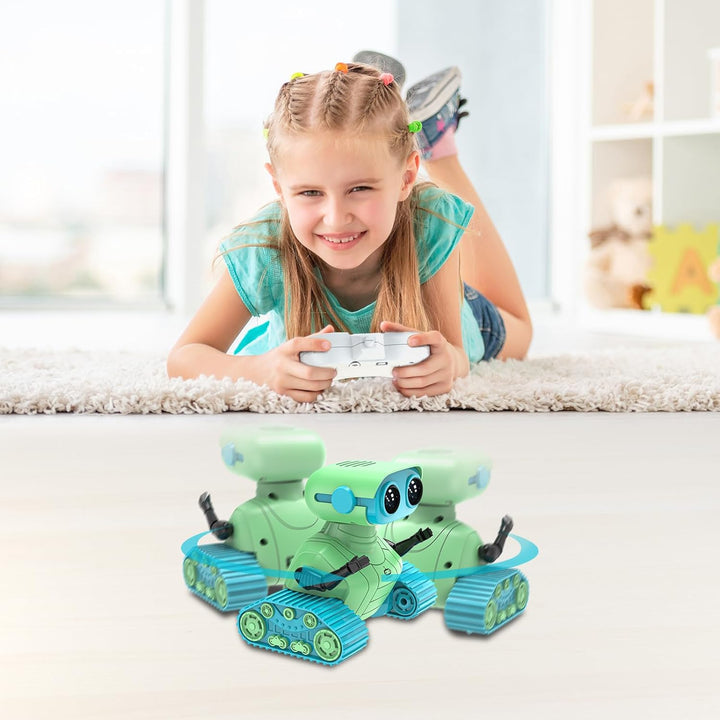 ALLCELE Roboter Kinder Spielzeug,wiederaufladbarer Ferngesteuerter Roboter mit LED-Augenmusik und lu