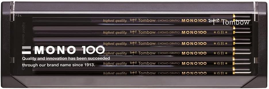 Tombow MONO-100-6B Bleistift Mono 100 Härtegrad 6B, 12-er Set, Härtegrad 6B