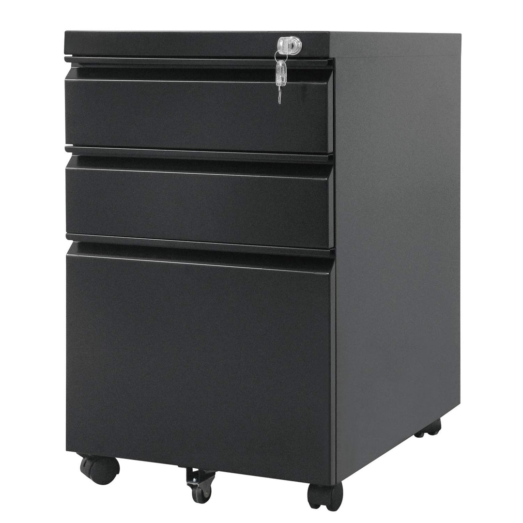Maclean MC-850 Büro-Rollcontainer mit Schloss Bürodatenschrank Büro-Rollcontainer 3 Schubladen 39x64