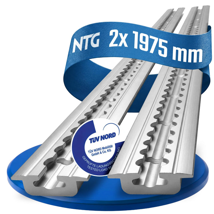 NTG 2 Stück Alu Airlineschiene| 2m | zum Einlassen | versenkbar als Bodenprofil | mit Bohrungen | 19