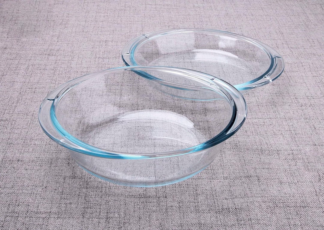Rund Auflaufform aus Gehärtetem Glas, 1L Glas Backform mit Deckel für Backofen, Gefrierschrank und s