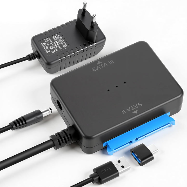 APKLVSR USB 3.0 auf SATA III/II Adapterkabel mit zwei Anschlüssen für 2,5" & 3,5" HDD/SSD, externer