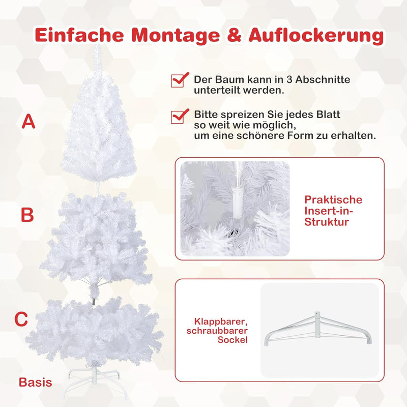 GOPLUS 150/180/210/240cm Weihnachtsbaum Weiss, Festliche Weihnachtdekoration für Zuhause, Weisser Ta